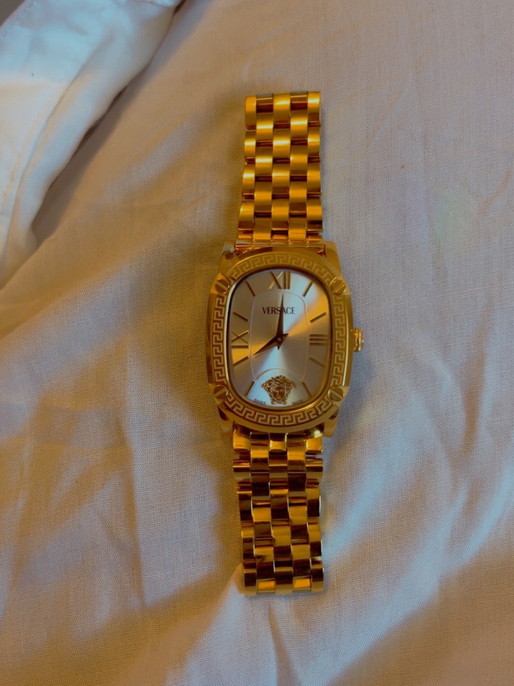 Versace Gold-Tone Medusa Bracelet Watch with Greek Key Bezel